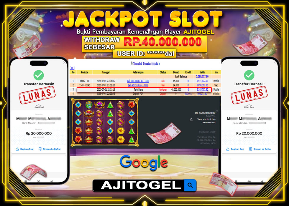 Bukti Bayar AJITOGEL Menang Slot Starlight Princess 40 Juta (Pragmatic Play) -Lunas